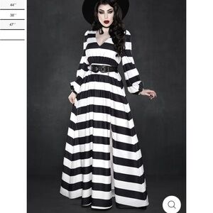 NWT Katakomb jailbird black white stripe maxi dress Xl